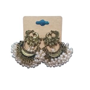 Gold and Pearl Women Fashion Earrings